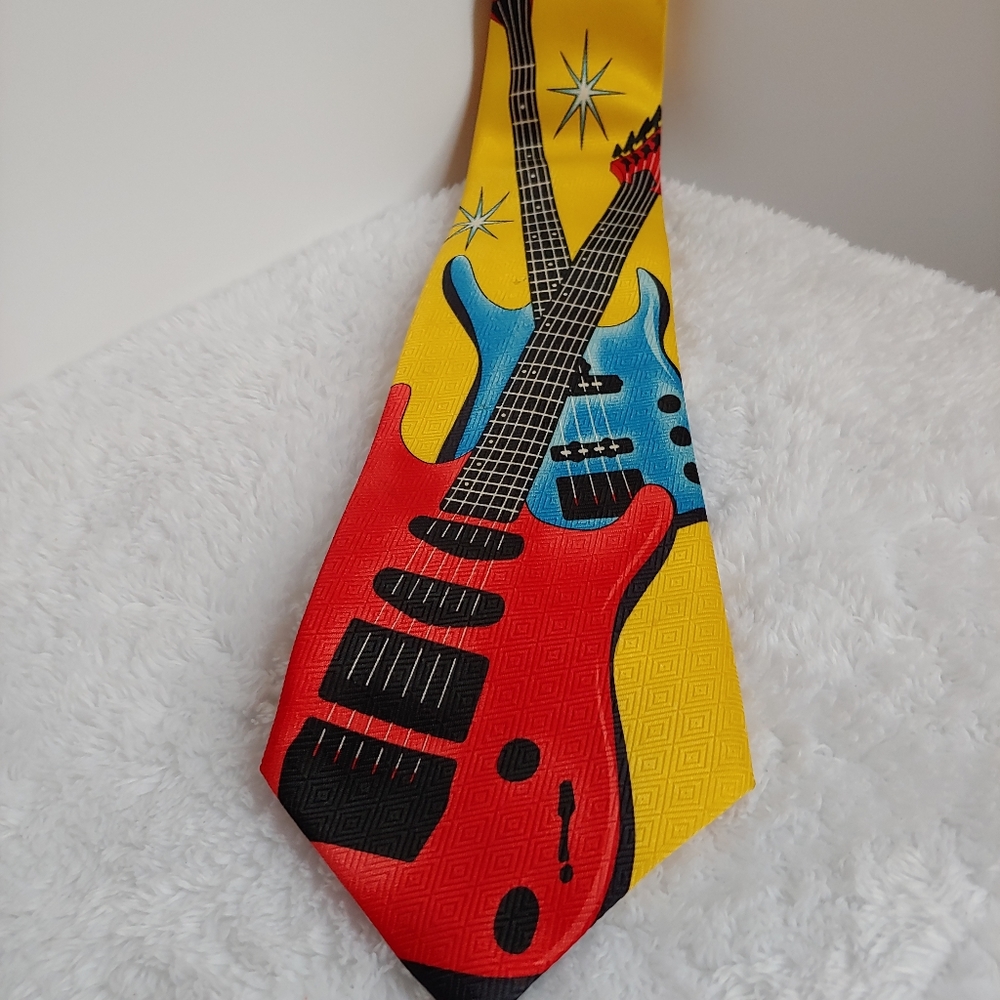 Men's Tie - Guitar Theme - Tie Mania Handmade